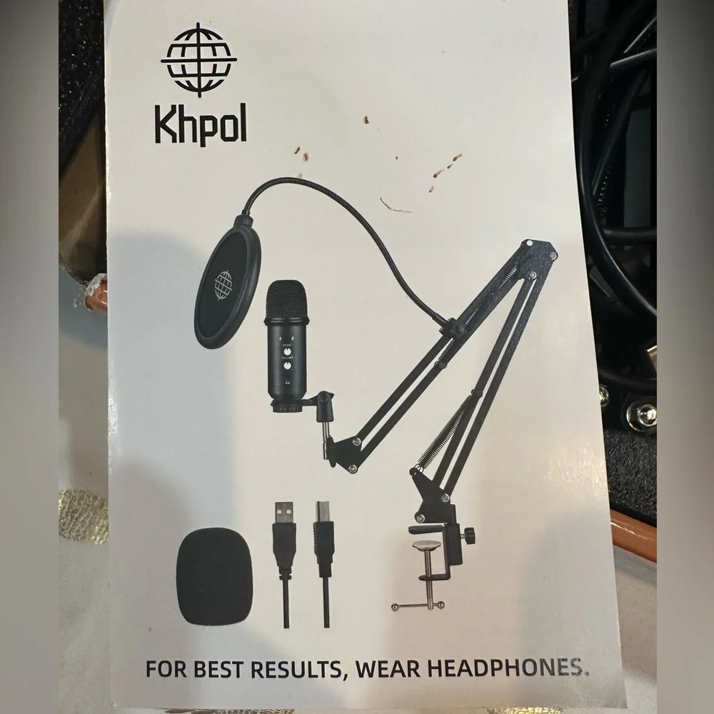 Khpol USB Professional Condenser Microphone, Computer PC Kit Adjustable Arm. NIB